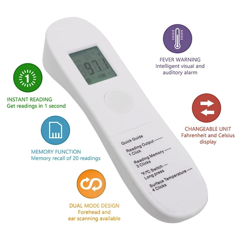 [Australia - AusPower] - No-Touch Forehead Thermometer, LCD Digital Infrared Thermometer for Adults Ultra-Sensitive Sensors, Large LED Digits, Quiet Vibration Feedback, Non Contact 