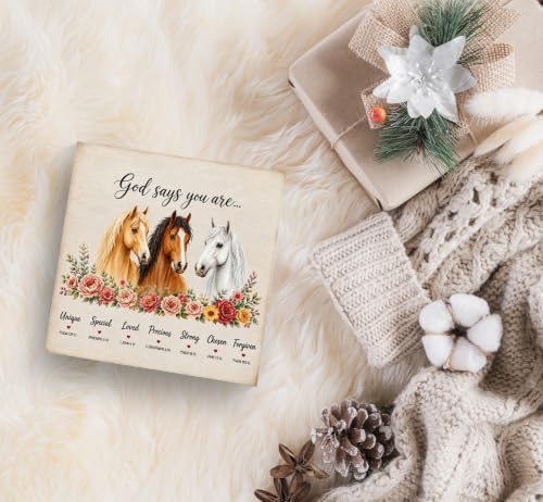 Inspirational Christian Horse Religious Wood Box Sign Desk Decor inspire-18