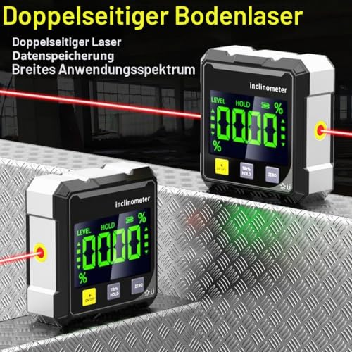 Digital Protractor with Laser, 4-Sided Magnetic Digital Spirit Level, Inclinometer Digital with LCD Display, IP54 Waterproof, Electronic Spirit Level for Woodworking, Construction, Decoration