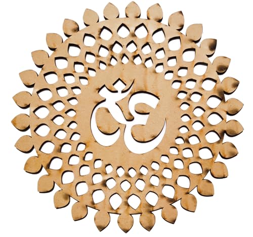 World Wide Kart 30x30cm Red Om Round Decorative Wall Art Mdf Wooden Om Chakra For Temple, Living Room, Bedroom, Office, Hotel, Home Decor Items, Gift Item, Mandala Wall Hanging For House Decoration MANDALA OM-RED 12"L x 12"W