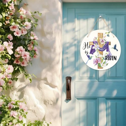 Religious Cross Flower Easter Home Garden Door Decor HE IS RISEN