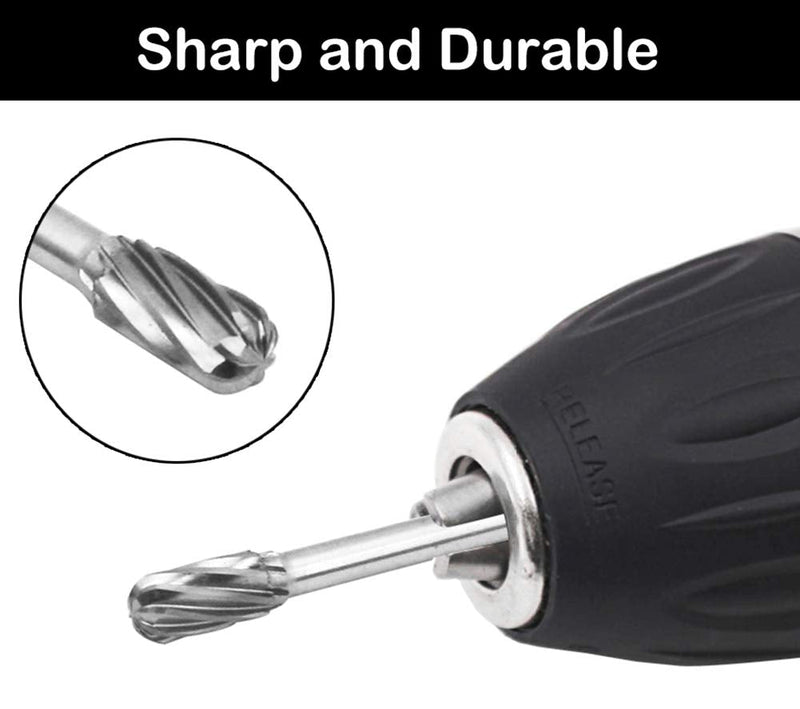5 PCS Glaziers' diamonds 1/4" Shank Carbide Burrs Hand Tools for Aluminum Metal Carving Polishing Engraving Drilling in Plastic Box onesize Carbide Burrs for Aluminum