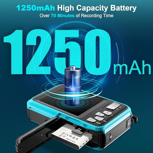 4K 64MP Underwater Camera 16FT Compact Digital Waterproof Camera Floatable Blue