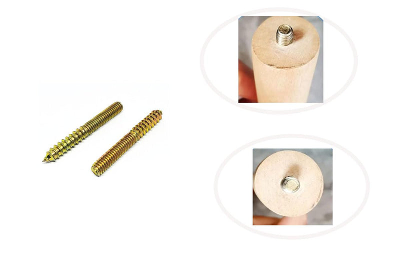 [Australia - AusPower] - 50PCS 1/4 * 2'' Single Tip Double Ended Tooth Bolt Furniture Hanger Bolt Double Threaded Rod Bolt 50mm Length Self Tapping Screw Furniture Accessories 1/4*2" 50 