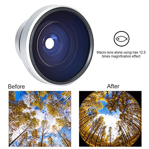 37mm 0.25X Super Fisheye Lens Additional Lens,Aluminum Alloy 2 Part Removable Macro Close-up Shooting Fisheye Effect Wide View Optical Glass Camera Photography Lens, is for 37mm Camera Lens Default