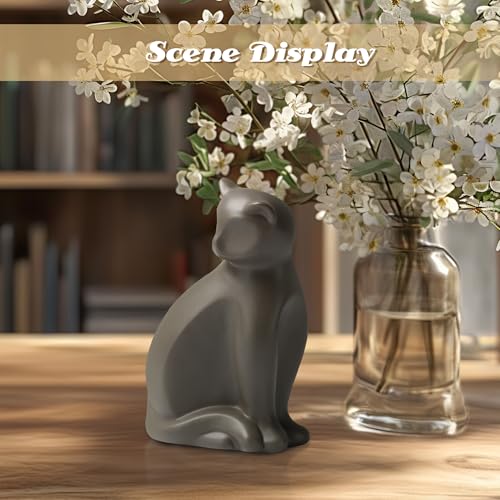 Ceramic Brown Cat Urn for Ashes, Animal Pattern, Suitable for Small to Medium Cats (Brown)