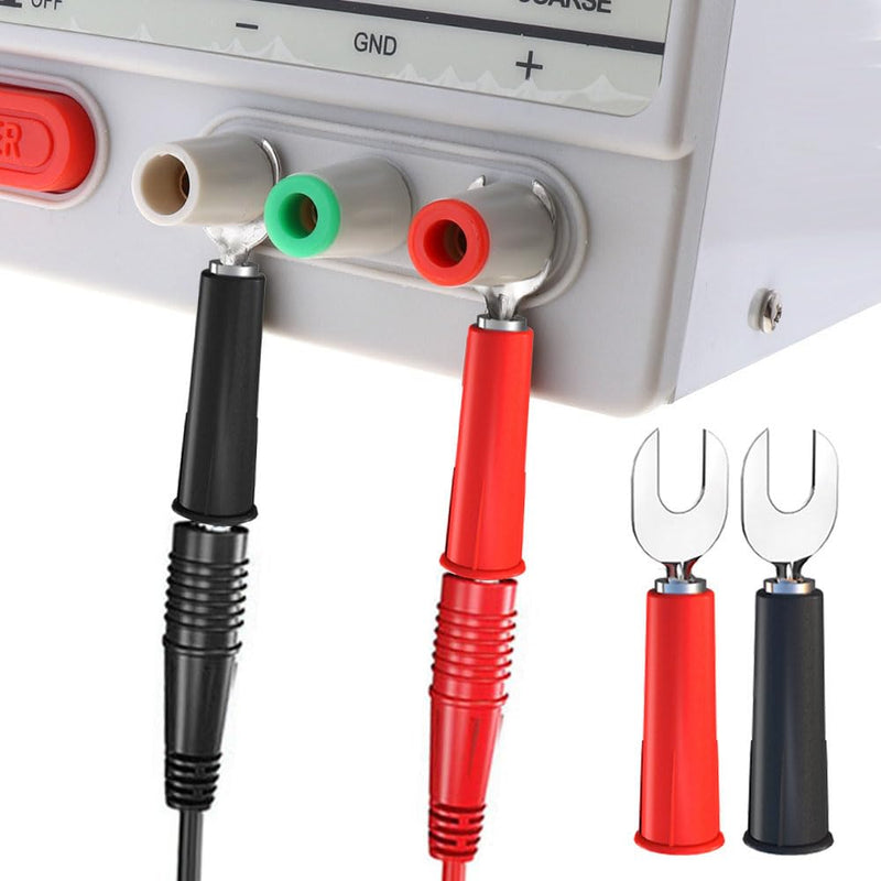 [Australia - AusPower] - Cleqee Pack of 10 4 mm Banana Plug to Banana Plug Test Leads Soft Flexible Cable with Crocodile Clips Flat Connector Wire Penetrating Test Probes for Multimeter Electrical Testing Type C 