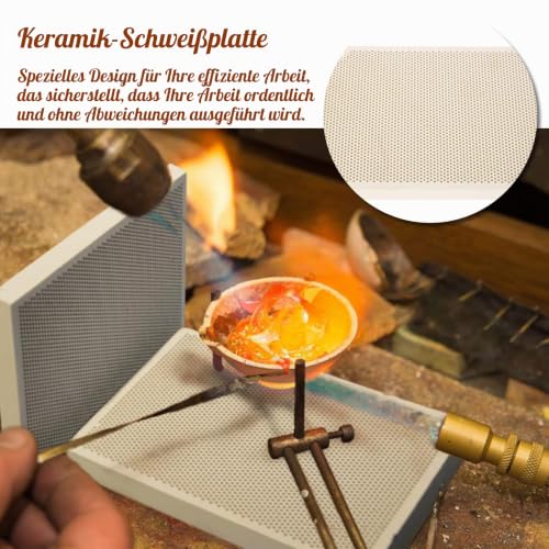 Cyrank Ceramic Soldering Plate, Ceramic Soldering Plate, Soldering Pad, Honeycomb Soldering Mat Soldering Block for Melting Gold Casting Tools, Jewelry Making Tools, 13.5*9.5cm