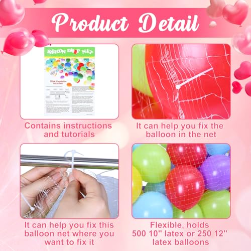 Vincreem 2-pack balloon drop net for ceiling release, 11.8 x 6.6 ft, used for ornament storage and party decorations.