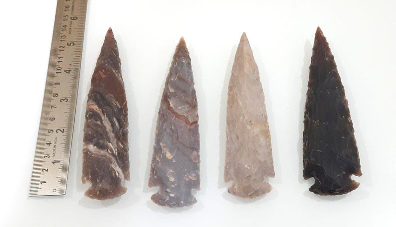 Agate Flint Arrow Head Healing Natural Stone Figurine | Flint Spear Arrowhead | Size: 5-5.5 Inch Approx