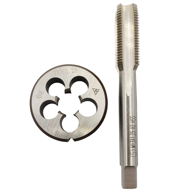 [Australia - AusPower] - M13×1.25 Silver HSS Metric Tap Set Tap and Round Thread Die Right Handed HSS Taper M13 × 1,25 