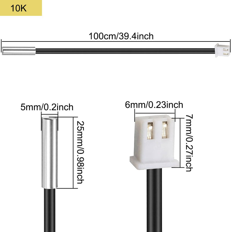 [Australia - AusPower] - Xiatiaosann NTC Thermistor Temperature Sensor Probe 39.4 Inch XH2.54-2P Plug 3950 B Temperature Sensor Probe Digital Temperature Transmitter Extension Cable for Car Air Conditioning Refrigerator Pack 