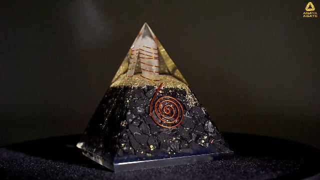 Anaya Agate Selenite Glow Crystal Pyramid – Handmade Selenite Orgone Pyramid for High Frequency Vibration, Powers of Manifestation – Orgonite Pyramids Promotes Peace and Calmness