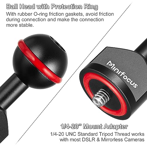 MINIFOCUS 2Pcs 1'' Ball Adapter to 1/4"-20 Screw, Universal Ball Joint Bracket with 1/4" Screw Base Adapter for Underwater Camera Arm Tray Diving Photography System