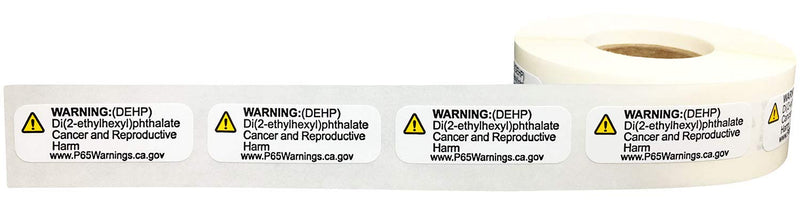 California Proposition 65 DEHP Warning Labels Short Form .5 x 1.5 Inch 500 Adhesive Stickers