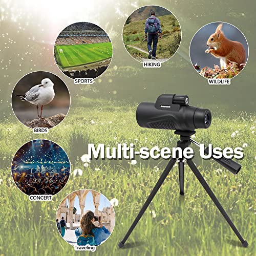 Astromania Upgraded 8x25 Waterproof Compact Monocular - Bundle with - 10X42 HD K9 Prism Monocular Telescope