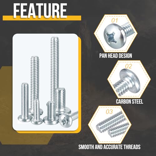 DTGN #10-32x2 pan head machine screws, blue-tinged silver finish, 100-piece pack