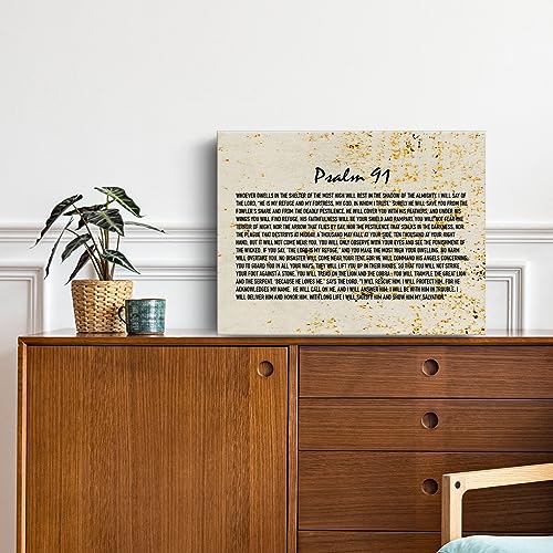 Inspirational Christian Canvas Wall Art 11.5x15 Inch Framed Psalm 91 Poster Multi6017