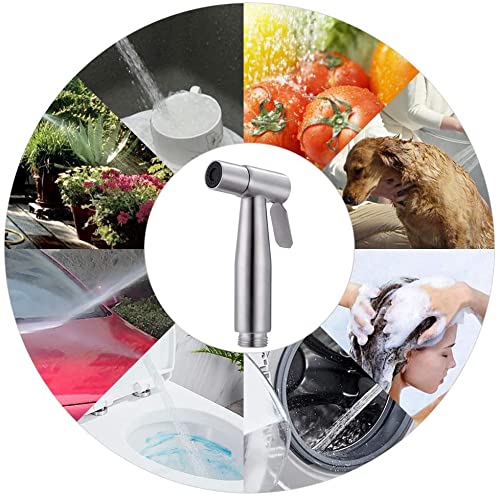 LikeHome 2 Pieces Bidet Toilet Sprayer Head Stainless Steel Handheld Bidet Sprayer Cloth Bathroom Diaper Spray for Kitchen and Toilet Cleaning Brushed Nickel