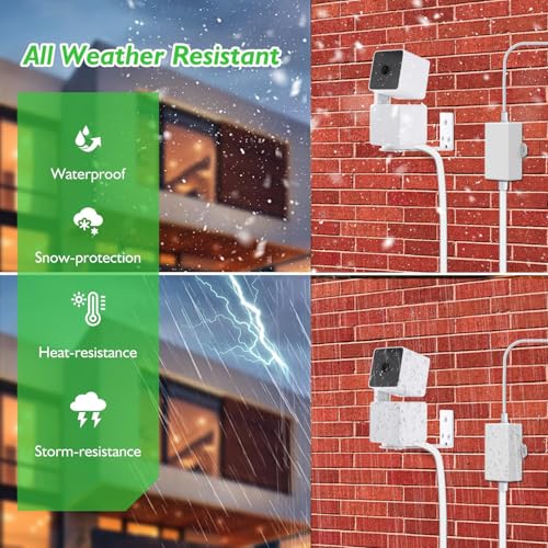 20Ft/6m Outdoor Power Adapter Compatible with Wyze Cam V4/V3,Duo Cam Pan,Wyze Pan V4/V3/V2/OG,Long Flat Charging Extension Cable Replace for Plug,IP67 Waterproof Power Cable-2Pack 2 Pack