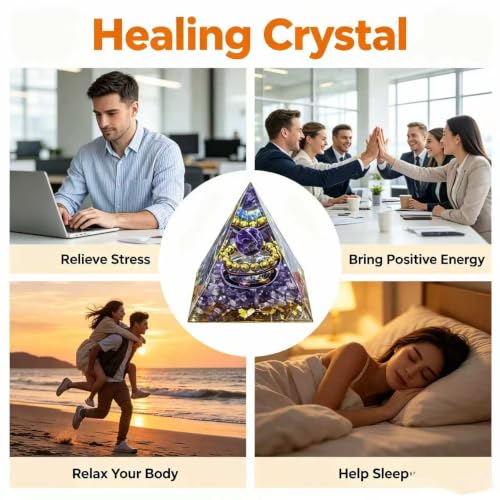 Natural Mineral Crystal Pyramid Energy Healing Meditation Aid Feng Shui Protection Home Decor Versatile Gift Option(2inch Pyramid Amethyst) 5cm Pyramid Amethyst