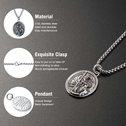 St Saint Christopher Michael Medal Pendant Necklace Jewelry for Men Women 60cm 60 Centimeters St Christopher 03