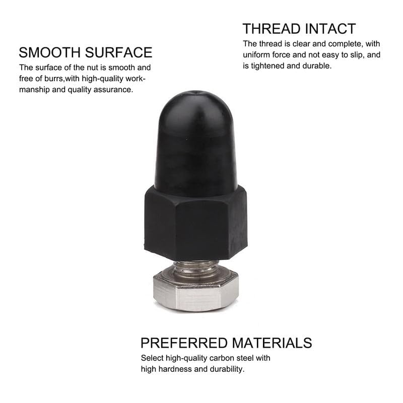 [Australia - AusPower] - 50 Pcs Black Hex Nut Bolt Covers, M14*22, Plastic, Protects Bolts from Rust, Dust, and Corrosion 