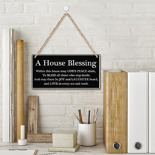 A House Blessing Hanging Sign Decorative Wood Sign Home Decor Wood Door Sign Plaque 12" x 6"