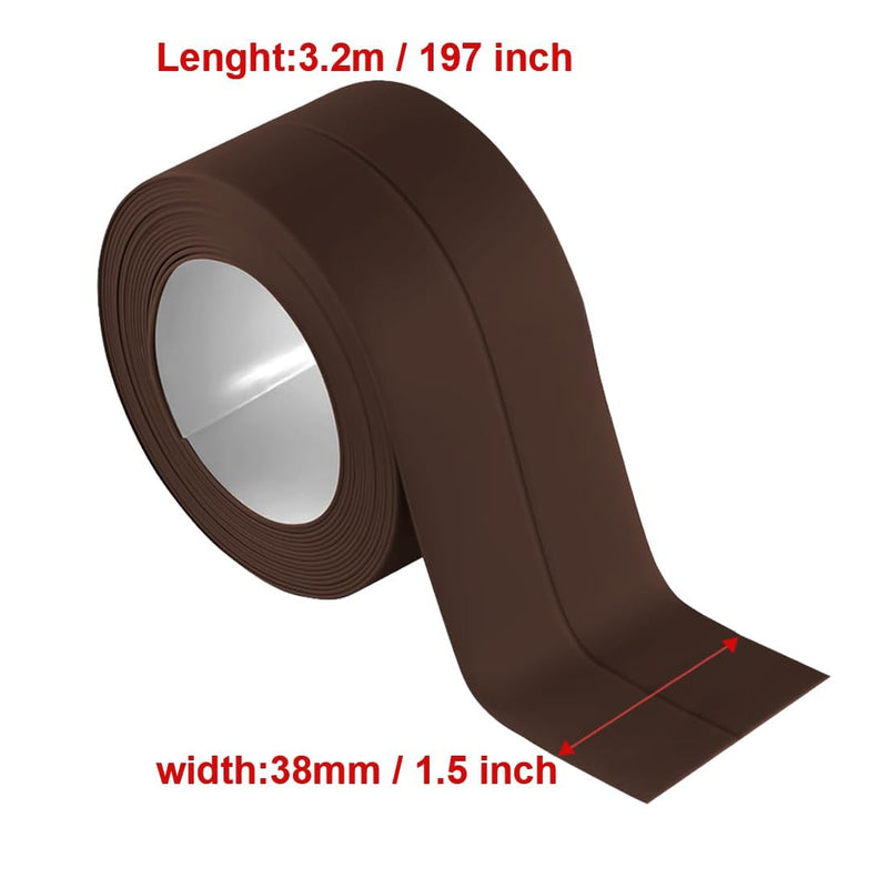 3 Rolls Self-Adhesive Caulk Tape - Waterproof Peel and Stick Sealing Strip (1.5"x10.5 Ft, Brown) for Bathtub, Shower, Sink, Toilet Edge Protector & Kitchen Countertop - No Mess Alternative to Caulking Brown 3 pcs( 1.5"x10.5 Ft x3pcs)