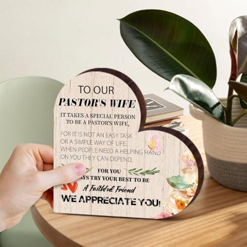 Pastor's Wife Appreciation Gifts - Wooden Sign, Thank You Gifts & Desk Decor for Christian Women - Perfect for Ministers' Wives 129