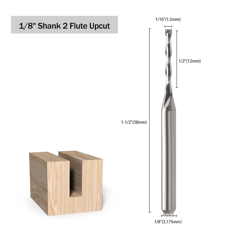[Australia - AusPower] - EU_HOZLY 3.175X1.5X12mm Two Flutes Solid Carbide Micro End Milling Cutters CNC Wood Engraving Tools Spiral Router Bits Pack of 10 