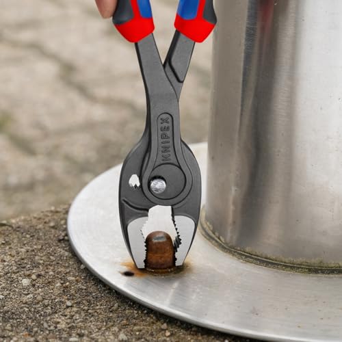 KNIPEX TwinGrip 10-inch locking pliers with comfort grip handles, adjustable jaws and red-blue design