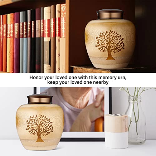 Small Urns for Human Ashes Adult Male Female,Small Keepsake Urns for Human Ashes Tree of Life Pattern Engraved,Memorial Cremation Urns for Human Ashes Adult Female Male Made of Bamboo Small,50 Cubic Inches