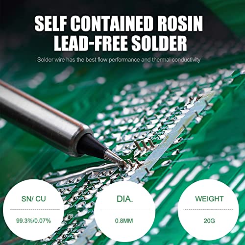 Solder 0.8 mm, Solder Lead Free with Rosin Core, Solder with Flux 20 g, Solder Wire, Solder Wire for Repair and DIY of Electronic Electric Soldering Components Solder 0.8 Mm, 20 G