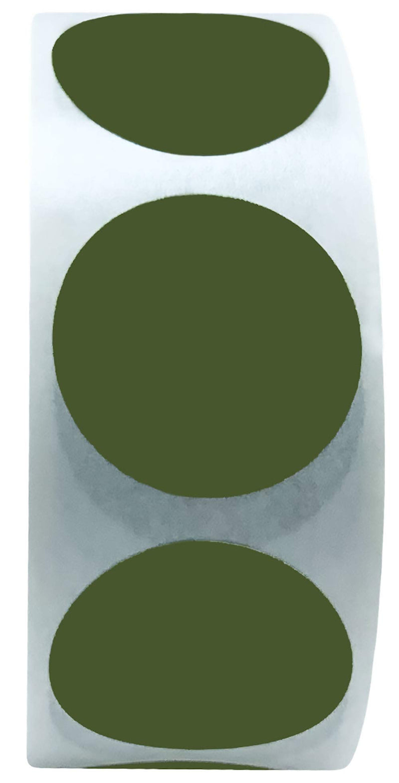 Olive Green Semi-Gloss Round Stickers, 3/4" Inch, 500 Labels per Roll - Perfect for Color Coding, Inventory Management, and Custom Projects in Offices, Schools, and Homes Olive