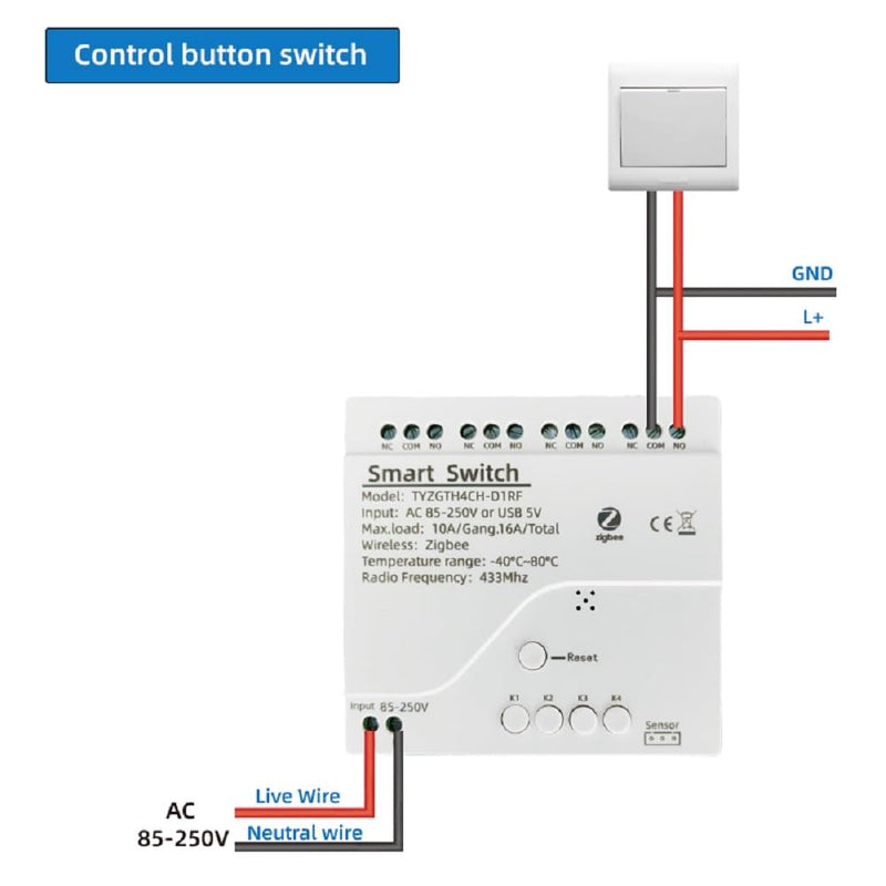 [Australia - AusPower] - Zigbee Temperature Controller with Waterproof Temperature Sensor Probe ,Tuya app Remote 4 Channel 10A Clean Contact Relay Switch(tuya zigbee hub Needed) 