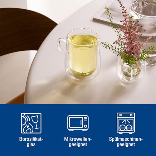 Villeroy & Boch – Artesano Hot & Cold Beverages Latte Macchiato Glass, Set of 2 Glasses, Double-Walled Glasses for Cold and Hot Beverages, 11.75 oz, Borosilicate Glass, Dishwasher-Safe, Microwave-Safe Transparent