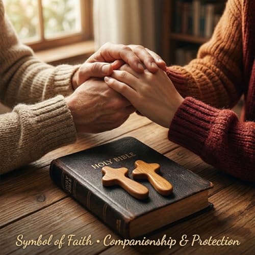 wellrun 2PCS 10CM Handheld Olive Wood Cross,Mini Natural Wood Grain Comforting Religious Cross for Prayer,Meditation,and Reflection,Gift for Men & Women