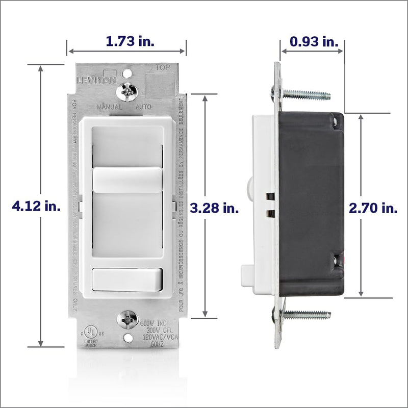 Leviton SureSlide Ceiling Fan Wall Switch, Quiet 3-Speed Fan Control, 1.5 Amps, 661F-10W, White