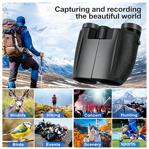 12x25 Compact Small Binoculars for Adults Teens – Lightweight Pocket Binoculars with BAK4 Prism & FMC Lens – High Power for Bird Watching, Concerts, Hiking – Easy Focus, Comfortable Eyecups