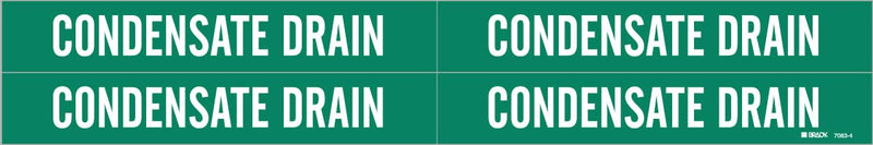 Brady 7063-4-PK, CONDENSATE Drain Pipe Marker Vinyl White on Green 4 per Card, 5 PK, Legend 'CONDENSATE Drain'