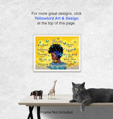 inspiring Christian Art for African Americans - Religious Wall Art & Decor - Christian Gifts for Black women - I Am - God Says Bible Verse Inspirational quote - Scripture Wall Artwork, spiritual Decor
