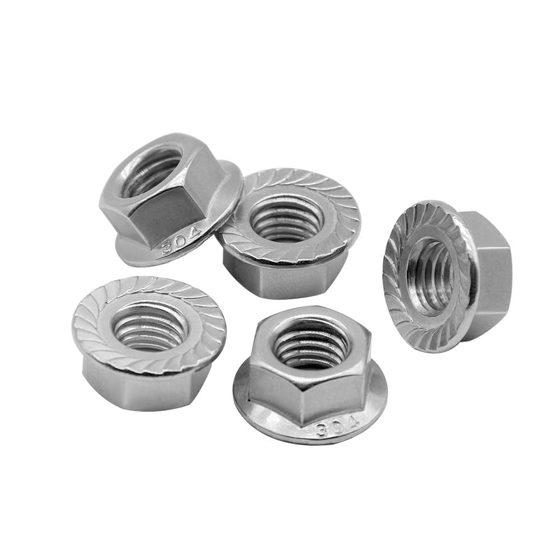 Beduan 1/2"-13 Serrated Flange Hex Lock Nuts 304 Stainless Steel 18-8 Bright Finish (10PCS) 10