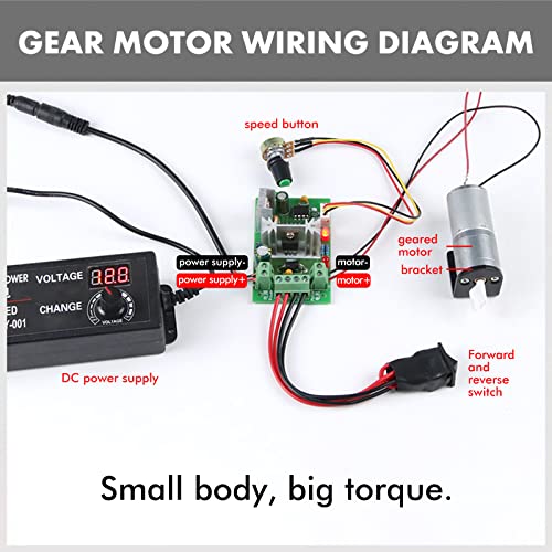 DEWIN DC 12V Gear Motor, 20mm Electric Gear Motor with High Torque Reduction Accessory Tool 15 RPM