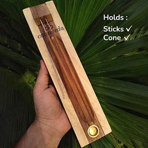 CALMVEDA, Radiant Rose Incense with Rosewood Incense Holder (80 Sticks +1 Holder) | Beautiful Natural Incense and Holder Combo for Home Decor and Spiritual Practice