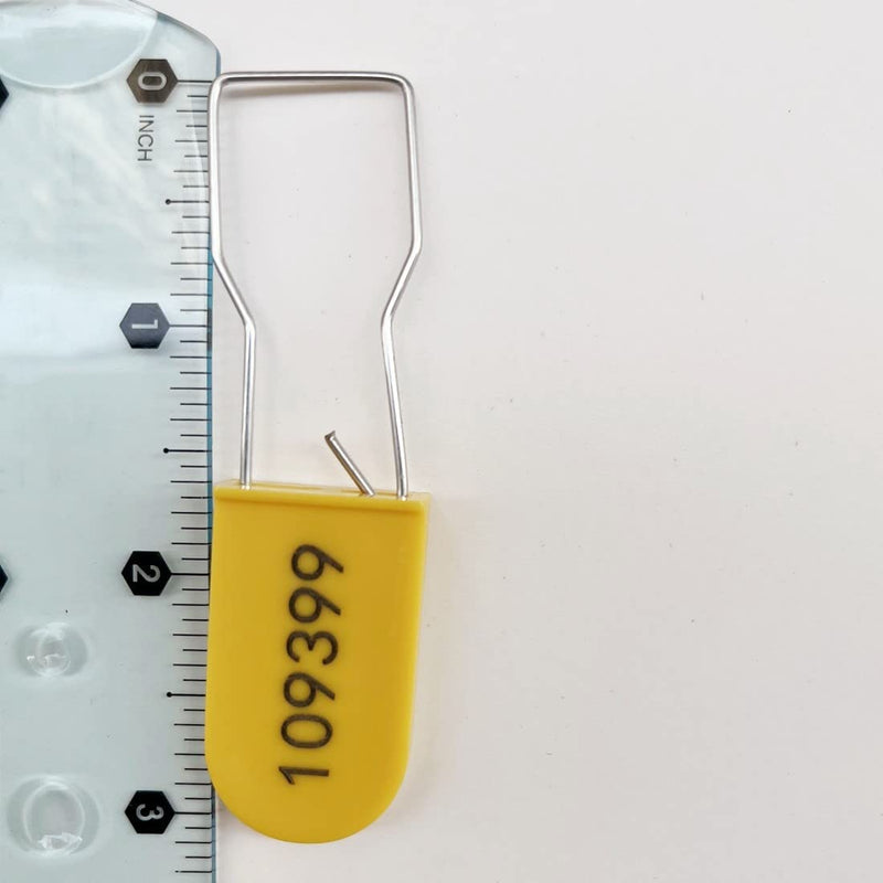 Numbered Plastic Padlocks Security Seals with Metal Wire Tamper Seal Tag Locks Yellow (Pack of 100) 100pcs