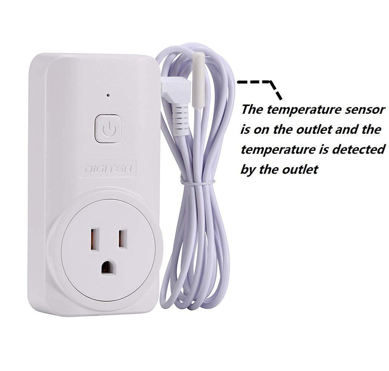 [Australia - AusPower] - DIGITEN WTC200 Wireless Temperature Controller Thermostat Outlet Remote Control Thermometer with 2m/6ft NTC Temp Sensor Probe Heating Cooling Mode for Fan Heater Greenhouse Homebrewing Reptile 1. White 