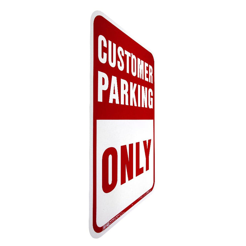 Hy-Ko Aluminum Signs, 12” x 18”, Durable Long-Lasting Contrasting Metal Signs for Outdoor Use for Businesses, Property, Clear & Easy to Read Informational Display Customer Parking Only
