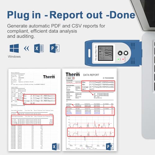 ThermElc TE-02 Pro TH Data Logger Temperature Humidity with Automatic CSV & PDF Reports, Comparison of Data from Multiple Devices, Monitoring of Refrigerated and Frozen Storages with Calibration Certificate 1