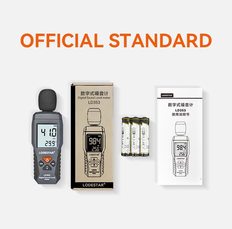 [Australia - AusPower] - Decibel Meter, LD353 Digital Sound Level Meter with Backlit LCD Screen Auto Power off, 30-130dB Portable Audio Noise Volume Measure Device Sound Meter, Max/Min, Data Hold, Use for Home, Office, School 